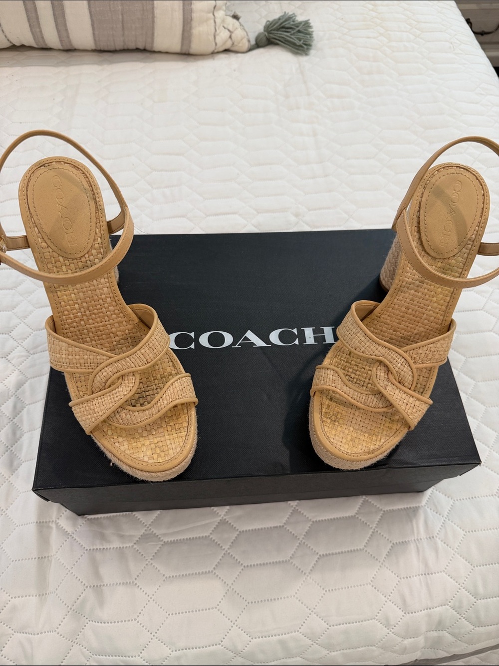 Coach Talina Raffia Sandal Size 9